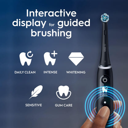 Oral-B iO6 Electric Toothbrushes For Adults, 1 Toothbrush Head, 5 Modes with Teeth Whitening, UK 2 Pin Plug, Black Lava, Travel Case Colour May Vary
