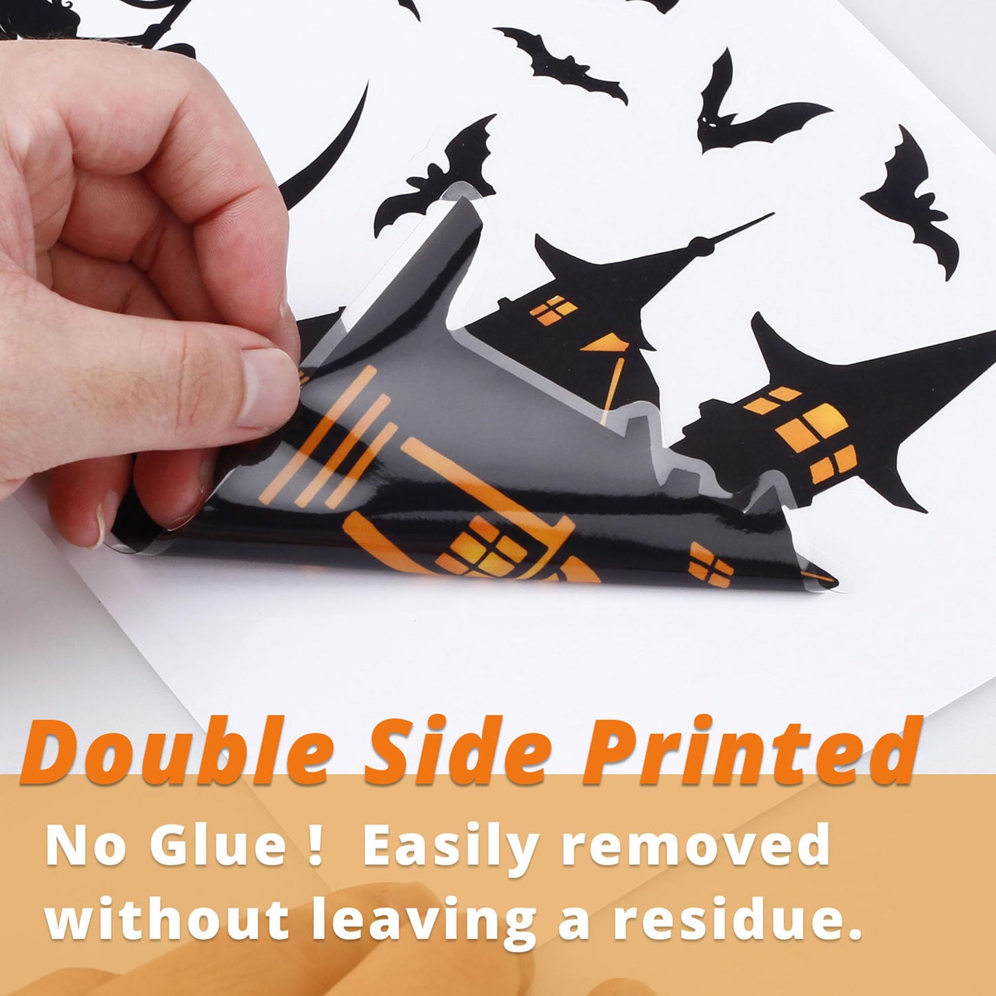 Halloween Window Clings, Halloween Window Stickers Decorations, Double-Side Removable Decals for Party Décor