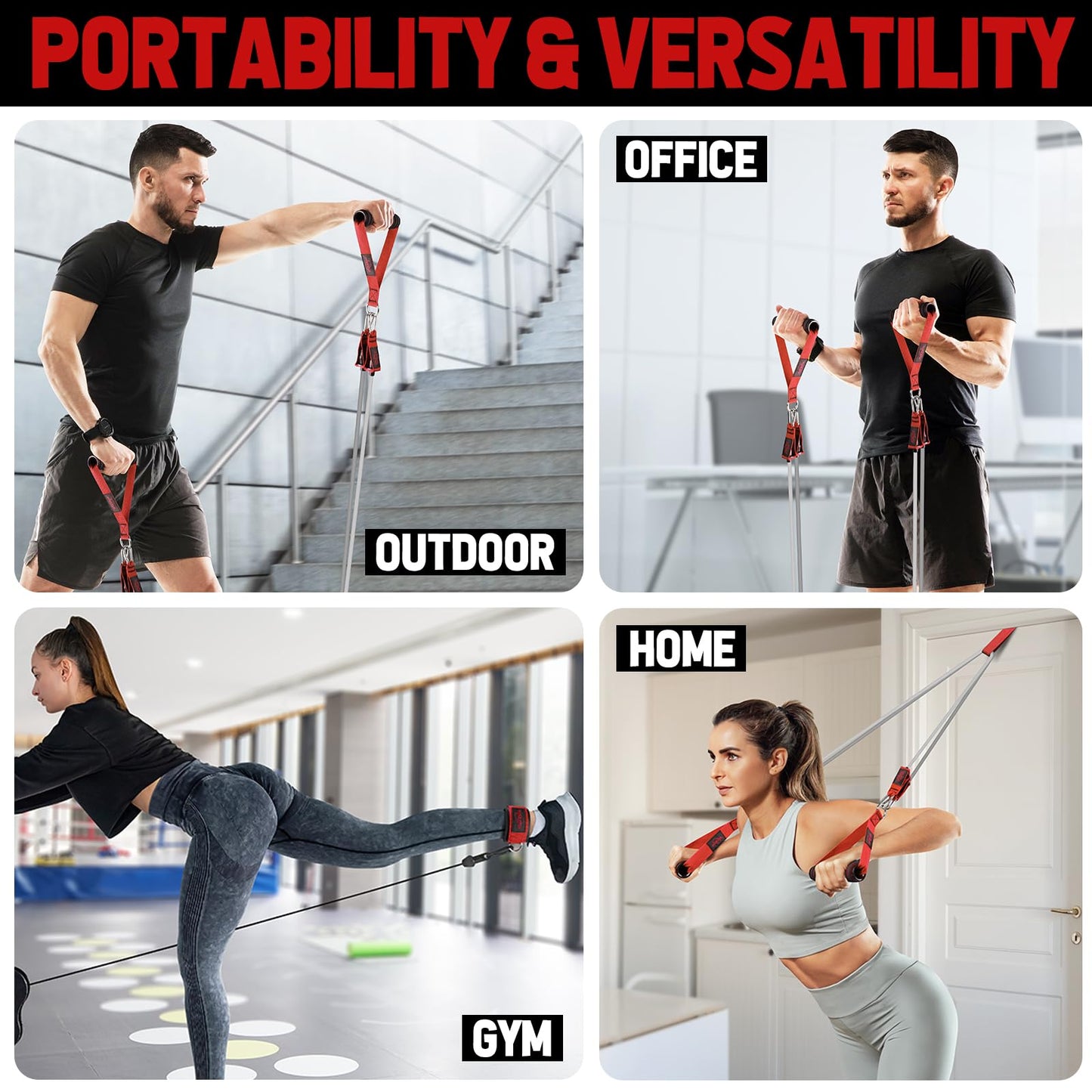 WALITO Resistance Bands Set - Exercise Bands with Handles, Door Anchor, Legs Ankle Straps, for Heavy Resistance Training, Physical Therapy, Muscle Training, Yoga, Home Workouts, Gym