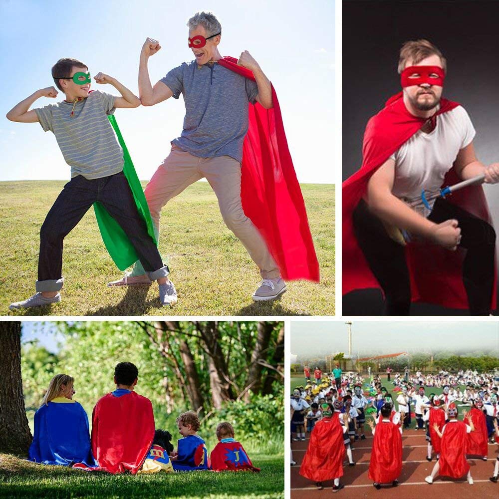 Maklulu Adult Superhero Capes and Masks - Halloween Costumes Party Capes (Black)