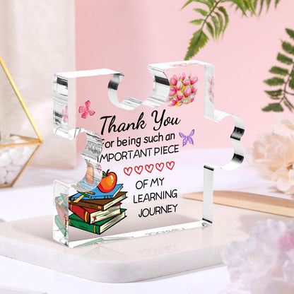 Funnli Teacher Valentine Gifts, Teacher Appreciation Gifts Acrylic Plaque, Valentines Day Christmas Thank You Graduation Gifts for Women Teacher Classmate Study Partner Roommate