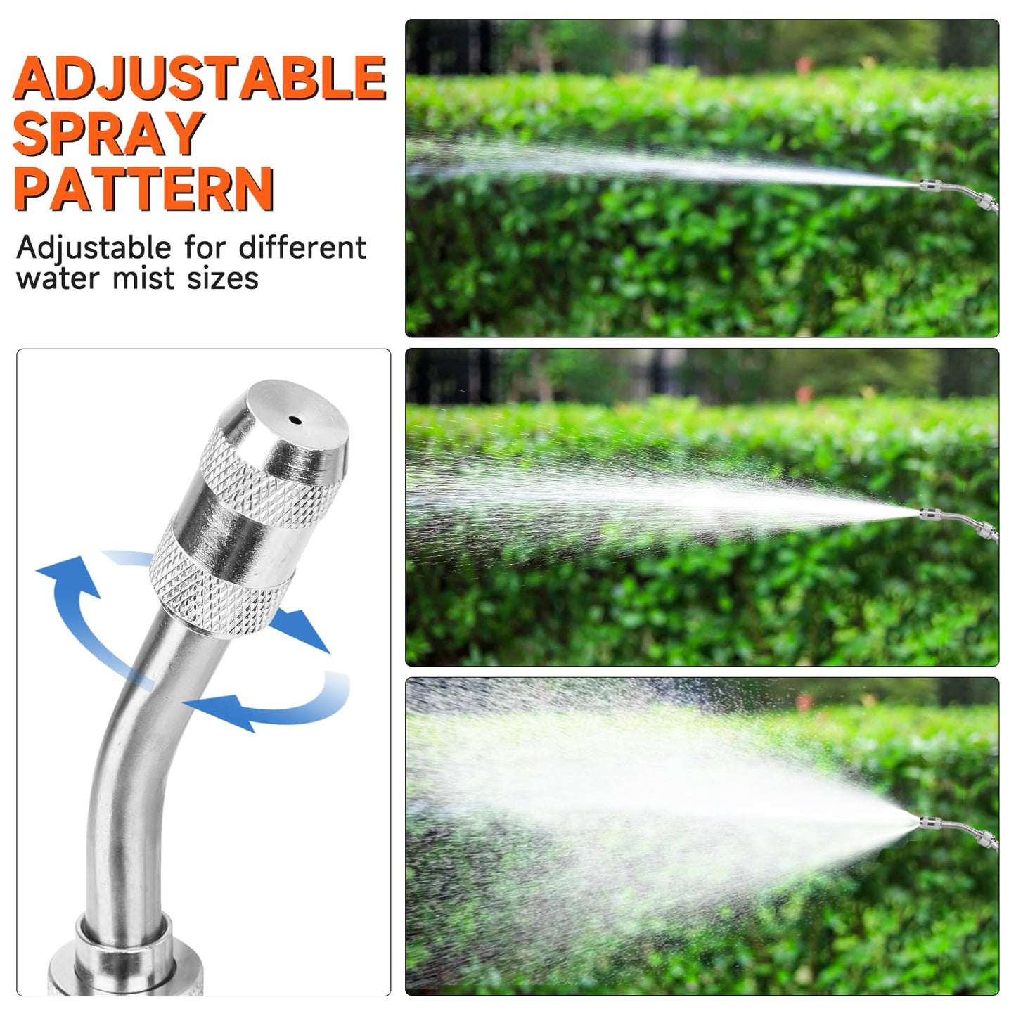 All Metal 44 Inches Replacement Sprayer Wand, Garden Hose Watering Wand with 3/4'' Brass Connector, 1/4" & 3/8" Brass Barb for Most Sprayer Hoses, Built-in Stainless Steel & 2 Hose Clamps