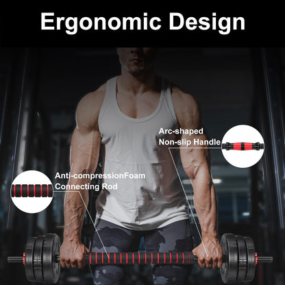 EDOSTORY Adjustable Weight Dumbbell Set, 22/44/66/88lbs Home Gym Free Weights Dumbbells, Used as Barbell Set, Dumbbell Set, Non-slip Handles, Fitness Exercise Equipmen for Men Women