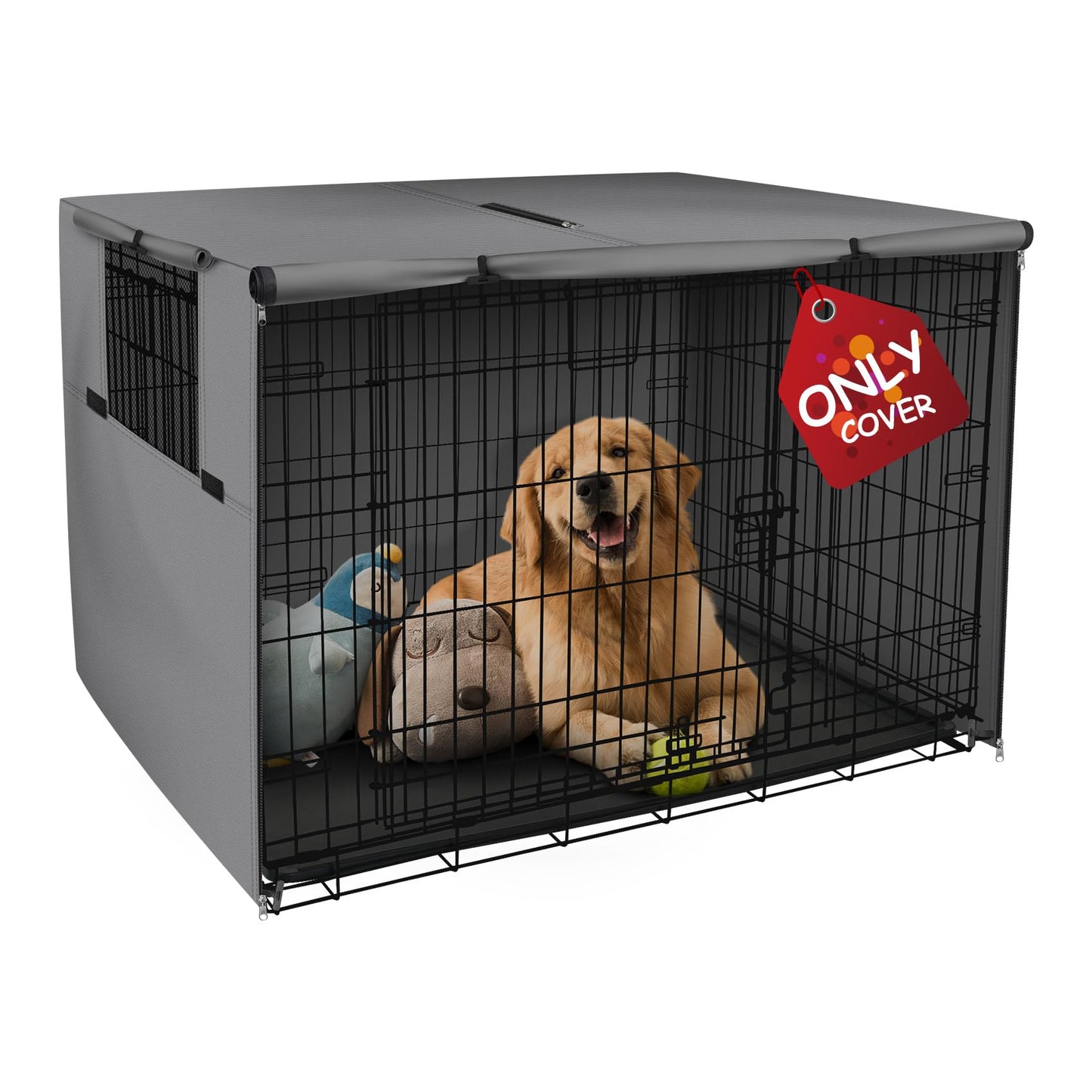 Explore Land Dog Crate Cover Durable - Polyester Pet Kennel Cover Universal Fit for 24-48 inches Wire Dog Crate (36 Inch (Pack of 1), Grey Cover)