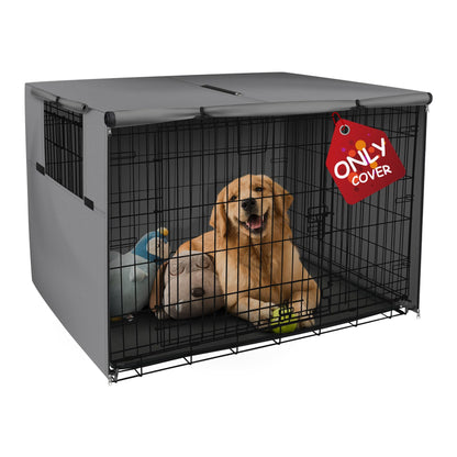 Explore Land Dog Crate Cover Durable - Polyester Pet Kennel Cover Universal Fit for 24-48 inches Wire Dog Crate (42 Inch (Pack of 1), Grey Cover)