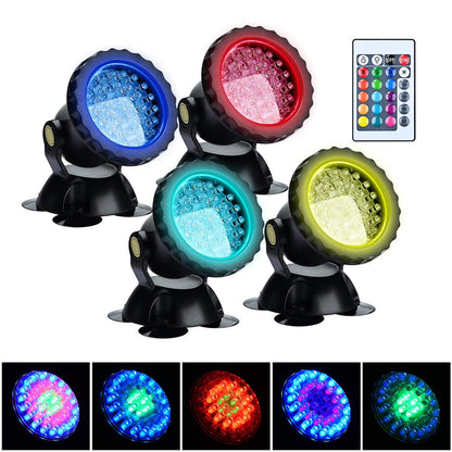 Lychee Waterproof Underwater Spot Lights,Remote Control Amphibious Change Color Submersible Lights for Garden Pond Aquarium Courtyard Swimming Pool Fountain Fish Tank (Set of 4)