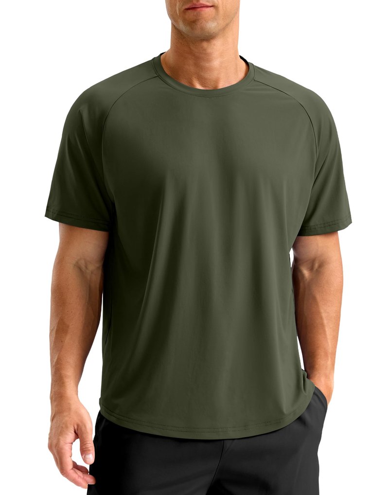Soothfeel Mens Workout Shirts Quick Dry Athletic Running T-Shirts Short Sleeve Cooling Moisture Wicking Gym Active Tee Tops Olive XL