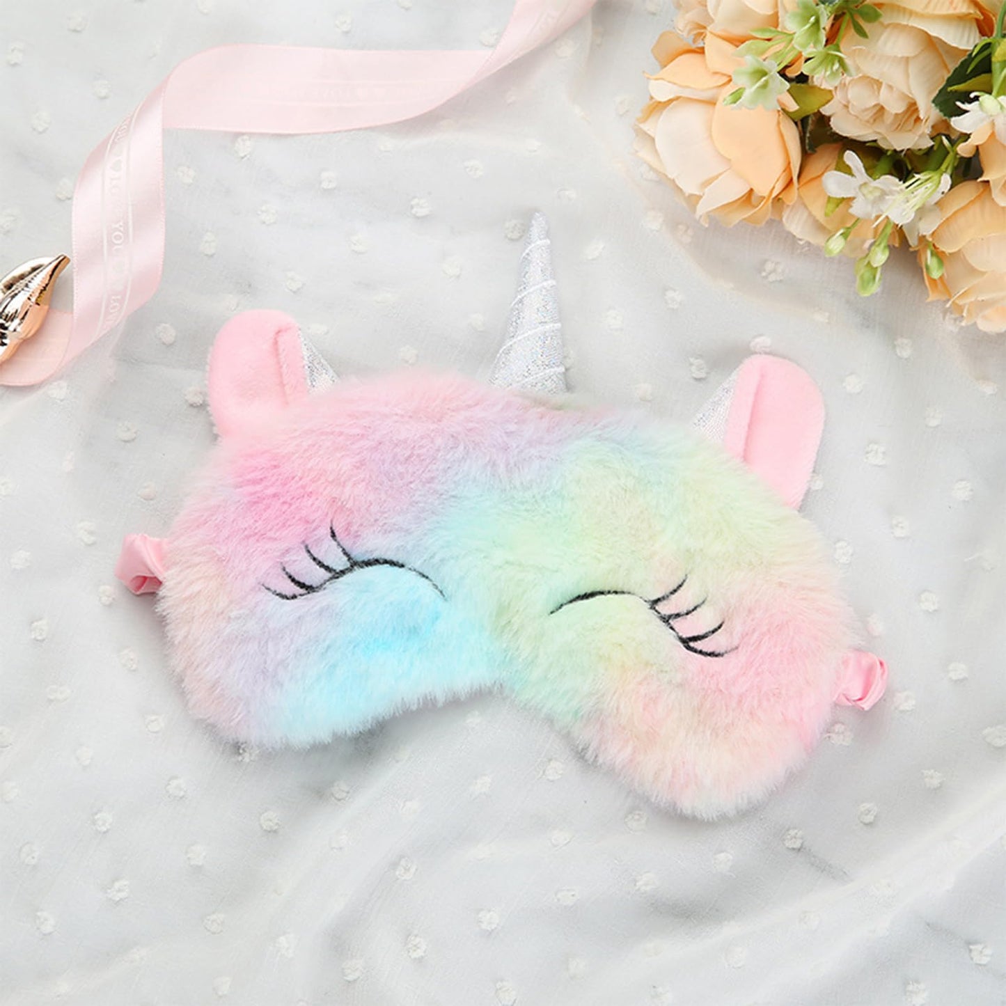 Cute Animal Sleeping Mask Soft Plush Blindfold Cute Rabbit Panda Koala Eye Cover Eyeshade for Kids Teens Girls Women (Flamingo)