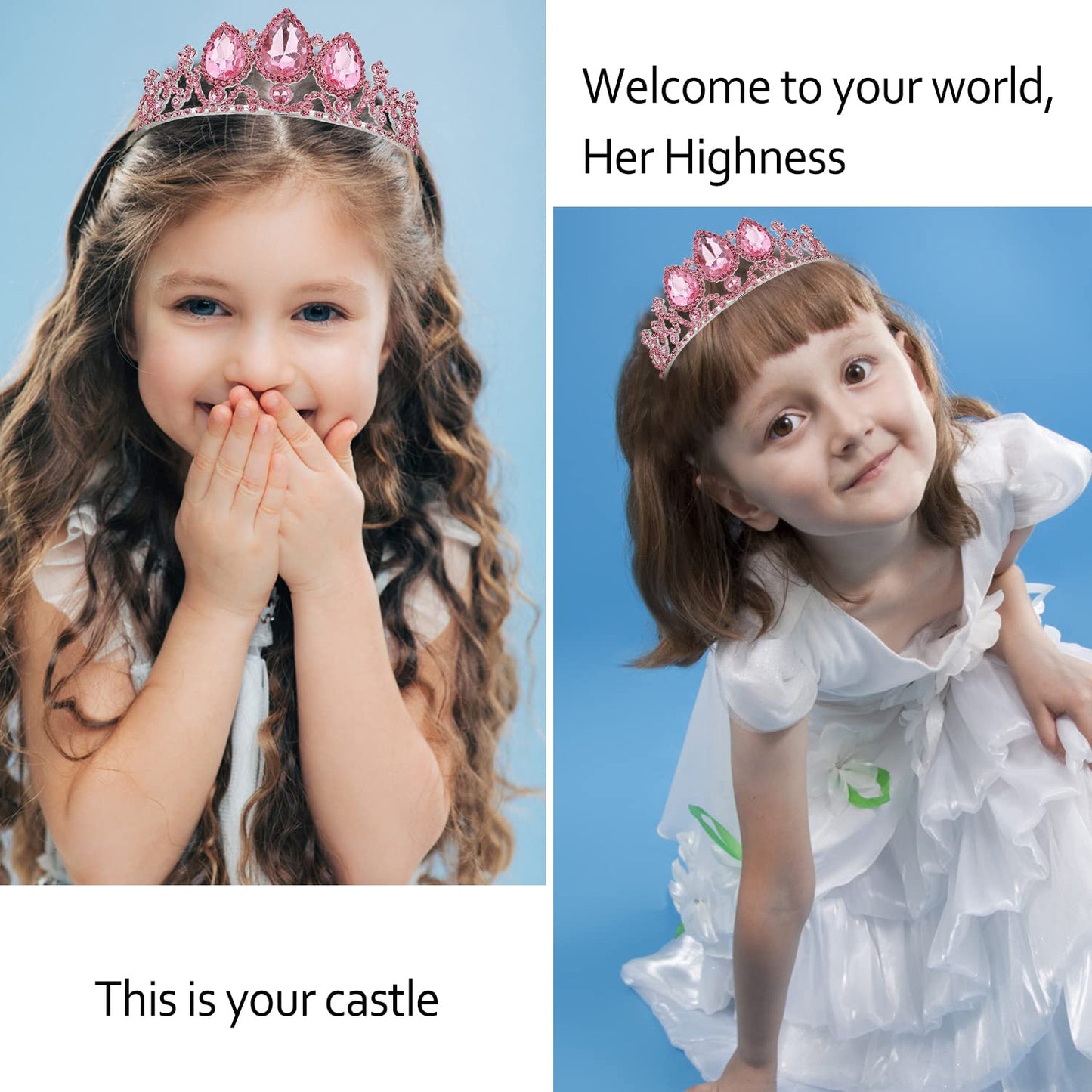 VELSCRUN Princess Tiaras for Girls, Rapunzel Crowns for Girls, Birthday Headbands for Girls, Pink Girls Dress-up Crown, Princess Birthday Decorations Halloween Cosplay Prom Hair Accessories