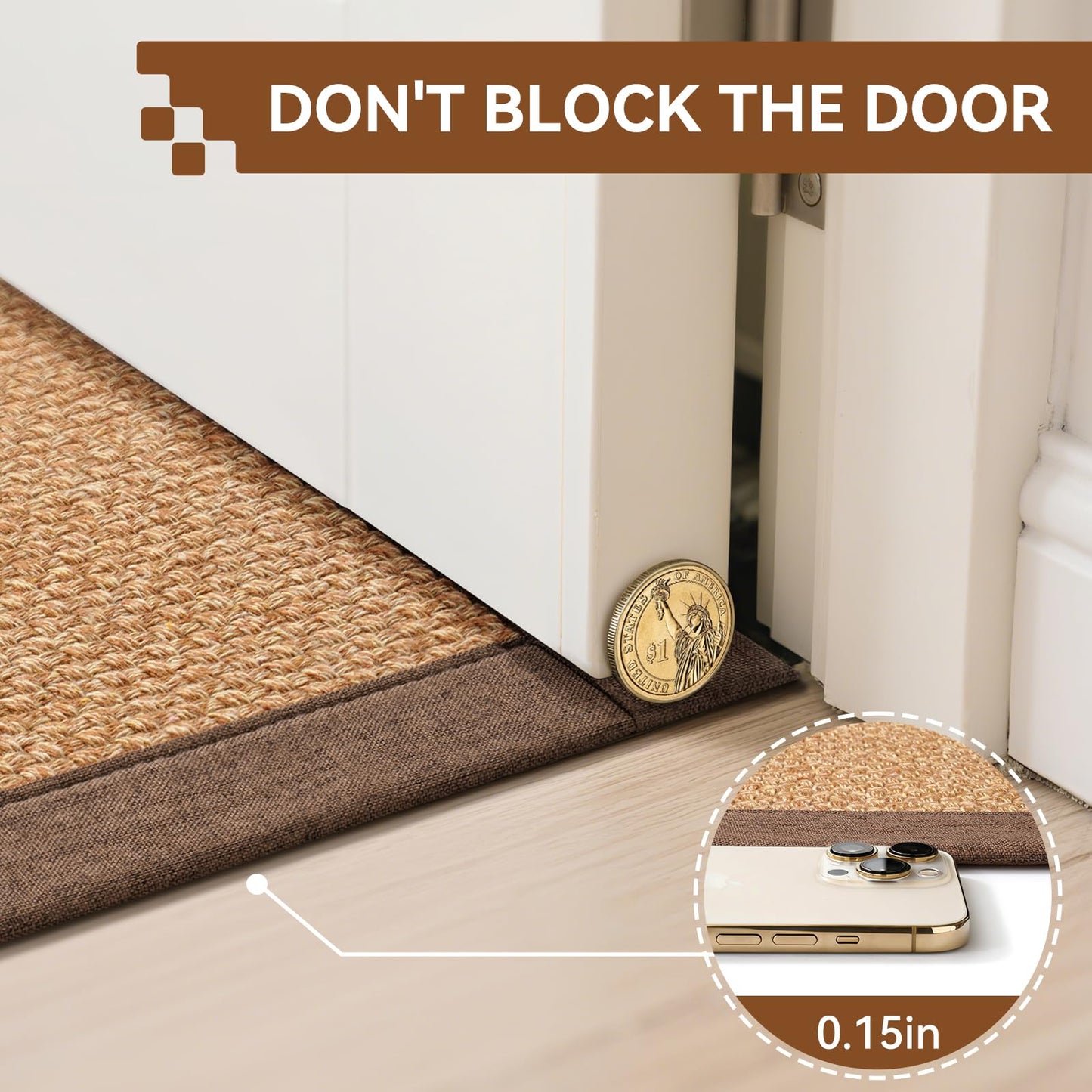YDKGL Front Door Mat Entryway Area Rug Brown 2'x3' Indoor Entrance Mat