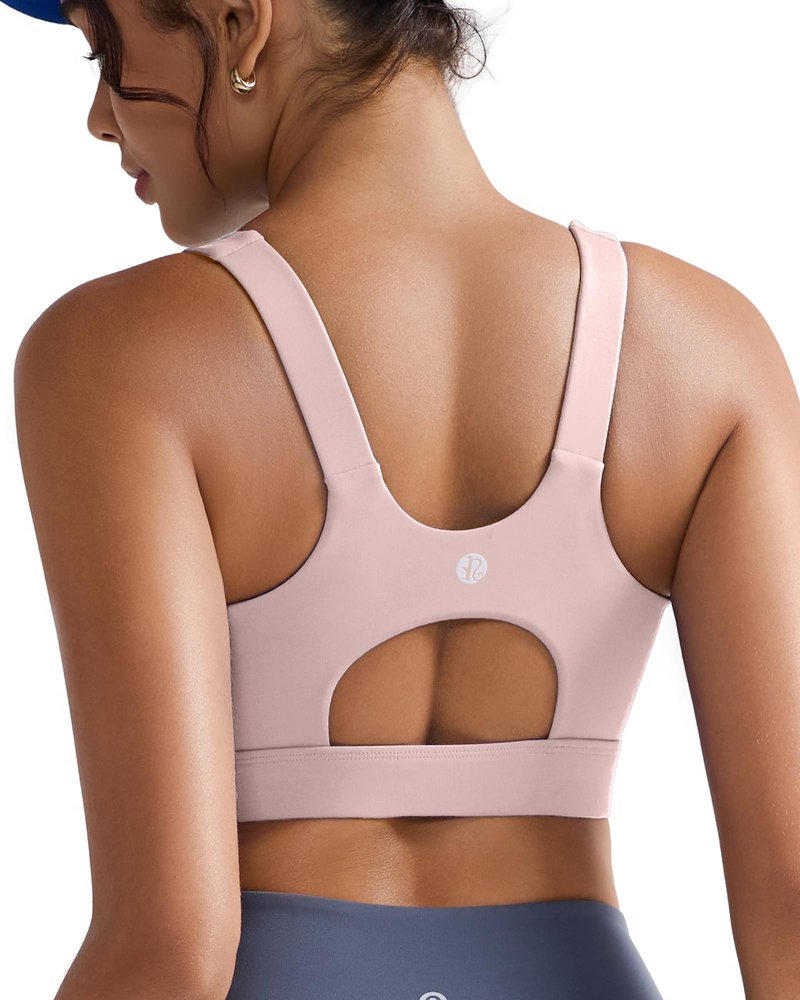 RUNNING GIRL Sports Bras for Women,Scoop Neck Racerback Pink Sports Bra Padded Medium Support Workout Yoga Bra(WX3139 Flush Pink M)