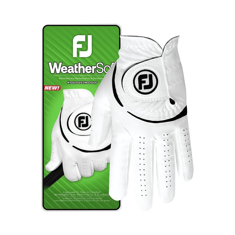 FootJoy Men's WeatherSof Golf Glove, White, Medium, Worn on Left Hand