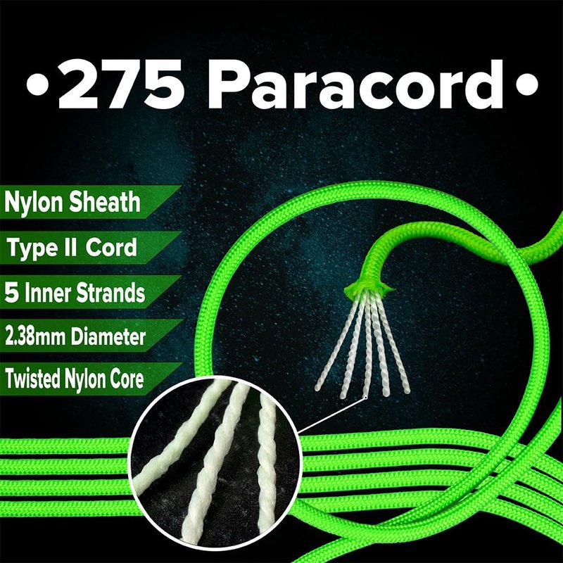 Paracord Planet 275lb Paracord – 3/32 Inch (2.38 mm) Nylon Crafting Cord with 5 Strand Inner Core – Blue Snake (1000 ft)