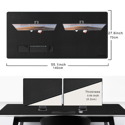 CENNBIE Leather Desk Pad Large, 140 x 70cm Desk Mat Blotter Protector, Extended Non-Slip Mouse Pad, Waterproof PU Leather Desk mat for Desktop Office and Home (Black)