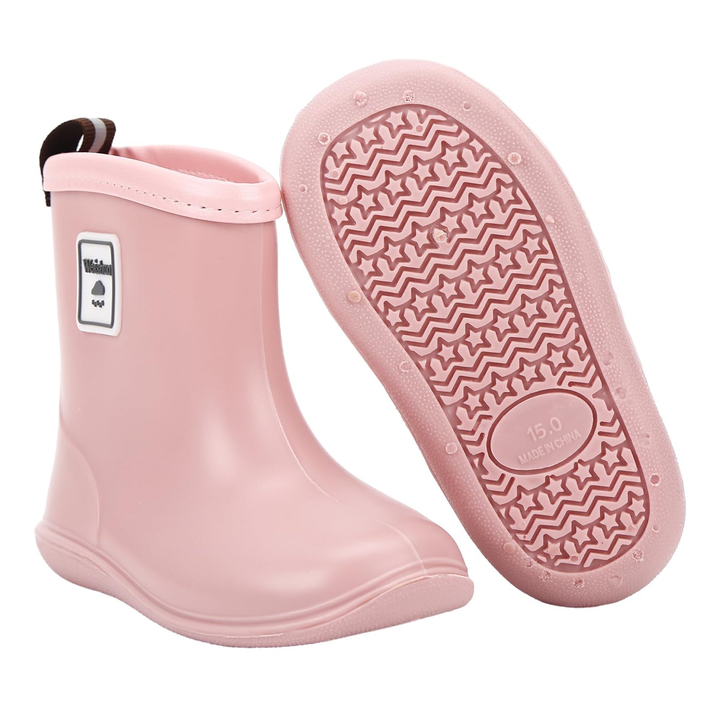 Toddler Wellies Soft PVC Boots Waterproof Lightweight Rain Boots for Little Kids Unisex Boys Girls, Manufacturer Size 14, 5.5 UK Child, Pink
