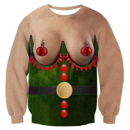 uideazone Unisex Ugly Christmas Sweater 3D Funny Boobs Design Printed Novelty Xmas Pullover Sweatshirt Shirt for Men Women