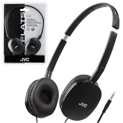 JVC Flats On-Ear Wired Headphones - Flat Foldable Design - 30mm Driver for Powerful Sound - Soft Ear-Pads for Comfort – Steel Headband - Lightweight & Portable - PC/Laptop/Gaming - 3.5mm Slim Plug