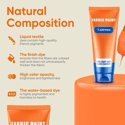 7 Artists Sky Blue Fabric Paint 2 fl. oz – Light Blue Fabric Paint for Clothes Permanent | Textile Paint for Upholstery, Sneakers, Canvas Tote Bags, T-Shirt Painting | Pintura para Ropa y Zapatos