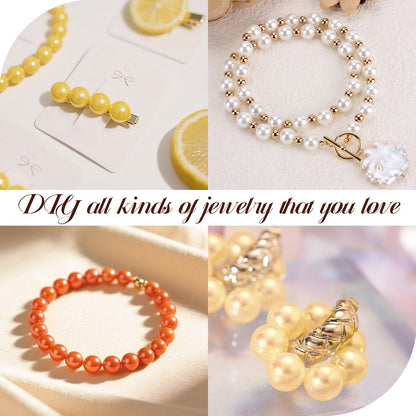 DUQGUHO Halloween Beads, 8mm Halloween Charms for for Jewelry Making, Black Purple Green Orange Beads, Party Accessories for Bracelets, Fake Pearl Beads 500PCS