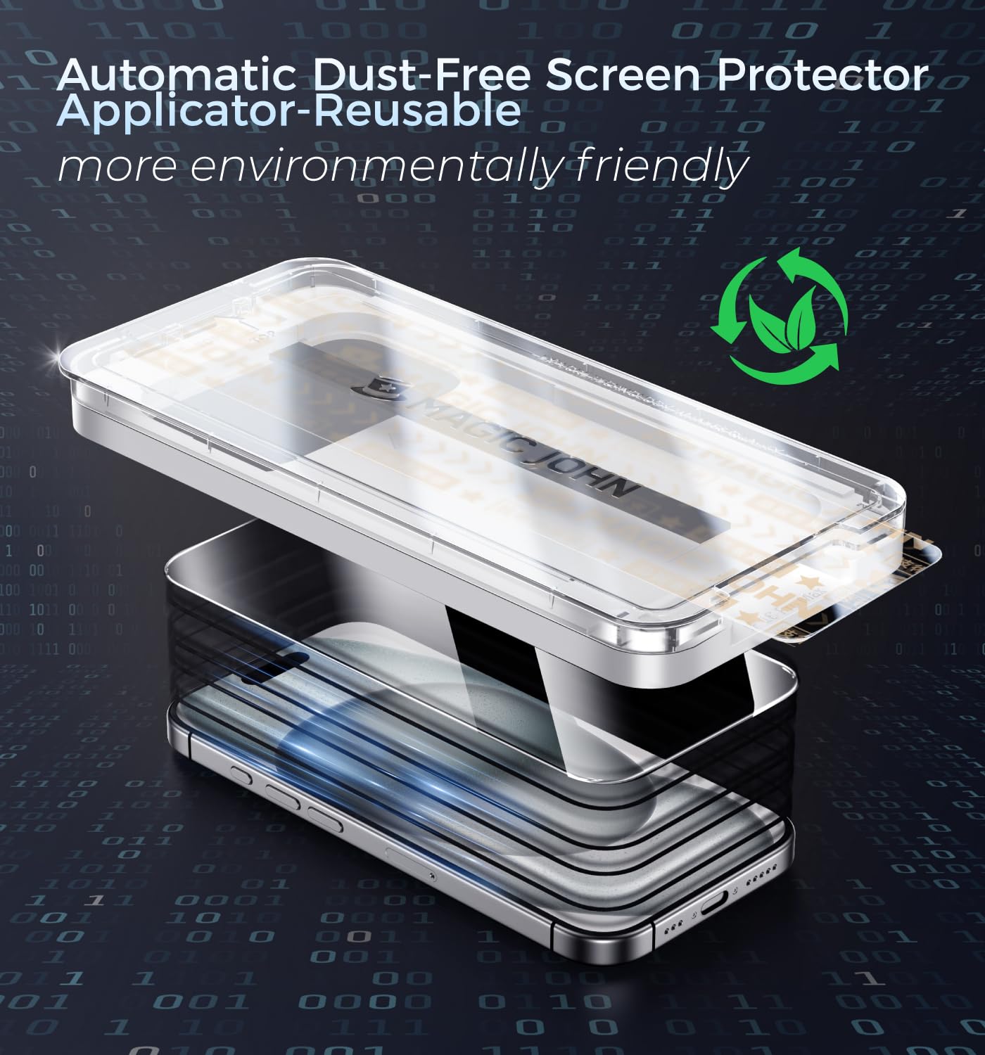 MAGIC JOHN 3rd Gen Upgraded for iPhone 16ProMax Privacy Screen Protector 6.9 Inch,25°Anti-Spy Screen,Shockproof Tempered Glass,Auto Dust-Removal,Bubble Free,Easy Installation,2 Pack