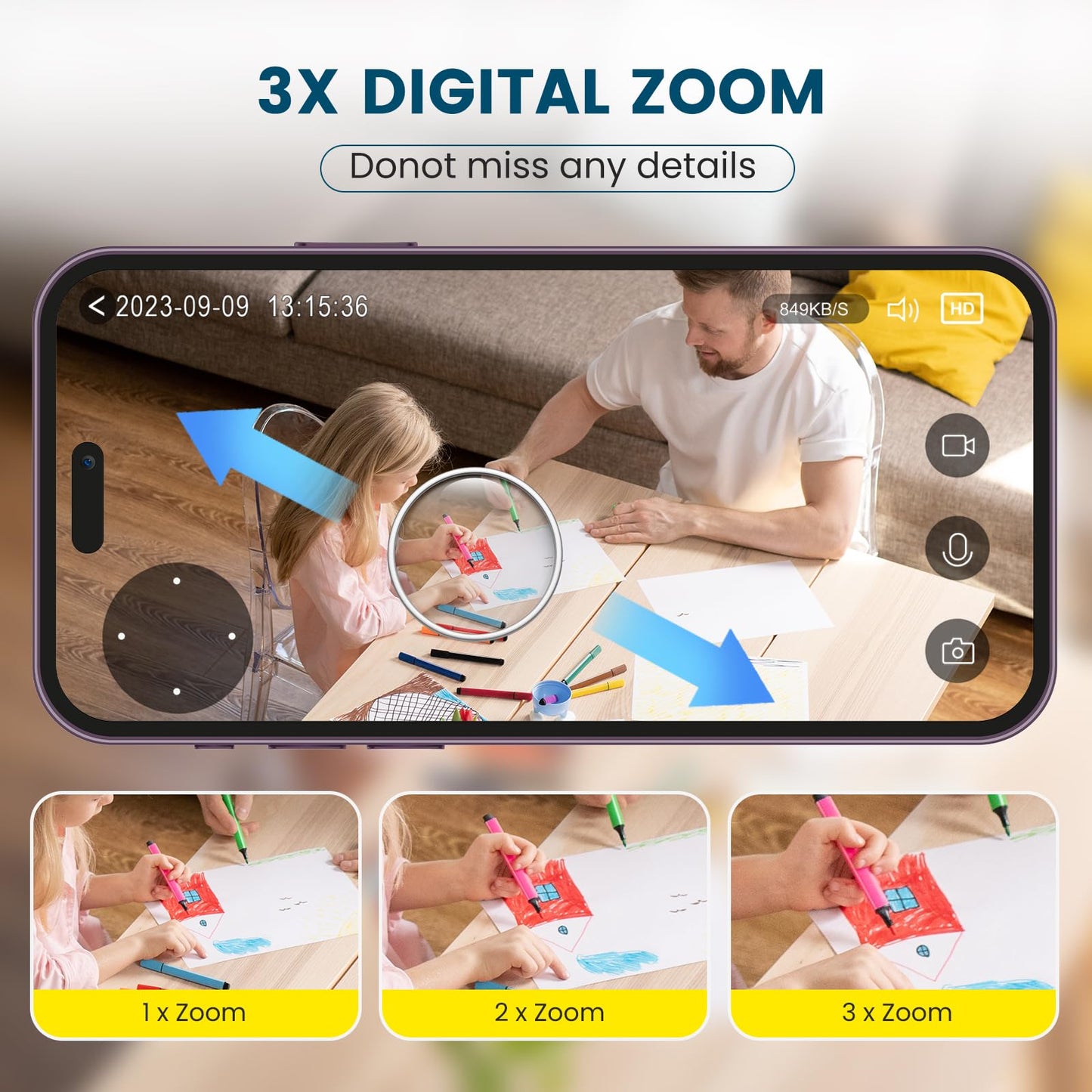 litokam Little elf Indoor Camera - 2K Pet Camera with APP Controlled, Smart Motion, Two-Way Audio, 360° Security Camera Indoor with IR Night Vision, Work with Alexa