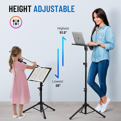 CAHAYA Projector Stand Tripod Adjustable - Stable for Tablets Phones Book Height 26" to 51.5" Multifunctional Laptop DJ Rack Stand Portable for Outdoor Movies CPS0331