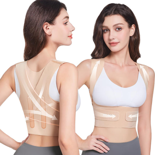 Fit Geno Posture Corrector for Women Invisilite: Invisible Lightweight Back Brace for Neck Shoulder & Upper Back Pain Relief - Improve Posture Correct Hunchback Slouching Under Clothes Medium/Large