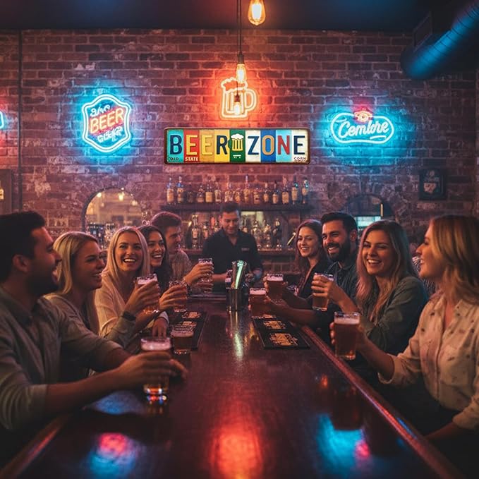 Beer Zone All-Aluminum Metal Sign – Vintage Wall Decor for Home Bar, Man Cave, Patio, Pub, Basement, Game Room Decorations – 16 x 4 Inch