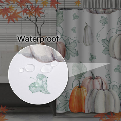 Emvency Shower Curtain Pattern Watercolor Pumpkins It is Thanksgiving Halloween Recipe Fall Bathroom Decor Waterproof Polyester Fabric 60 x 72 inches Set with Hooks