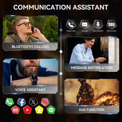 Bassizo Military Smart Watch for Men 3ATM Waterproof with Call/LED Flashlight 2.02" HD Big Screen Rugged Tactical Smartwatch with Compass Fitness Tracker with HR/SPO2/Sleep Monitor for iPhone Android