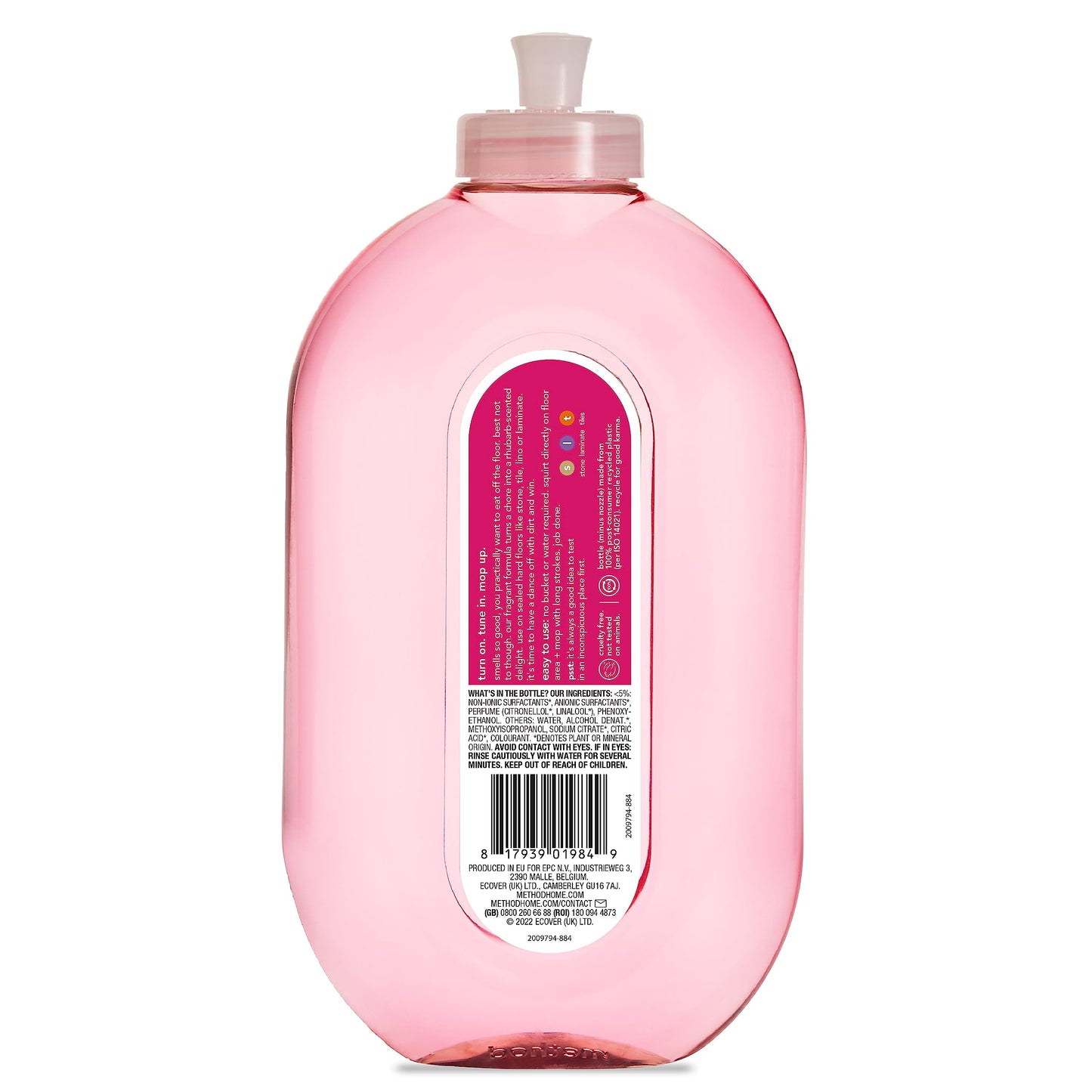 Method Multipurpose, All Floor Cleaner, Gently Cleans and Shines, Fresh Wild Rhubarb Scent, Pack of 3, 3 x 739ml