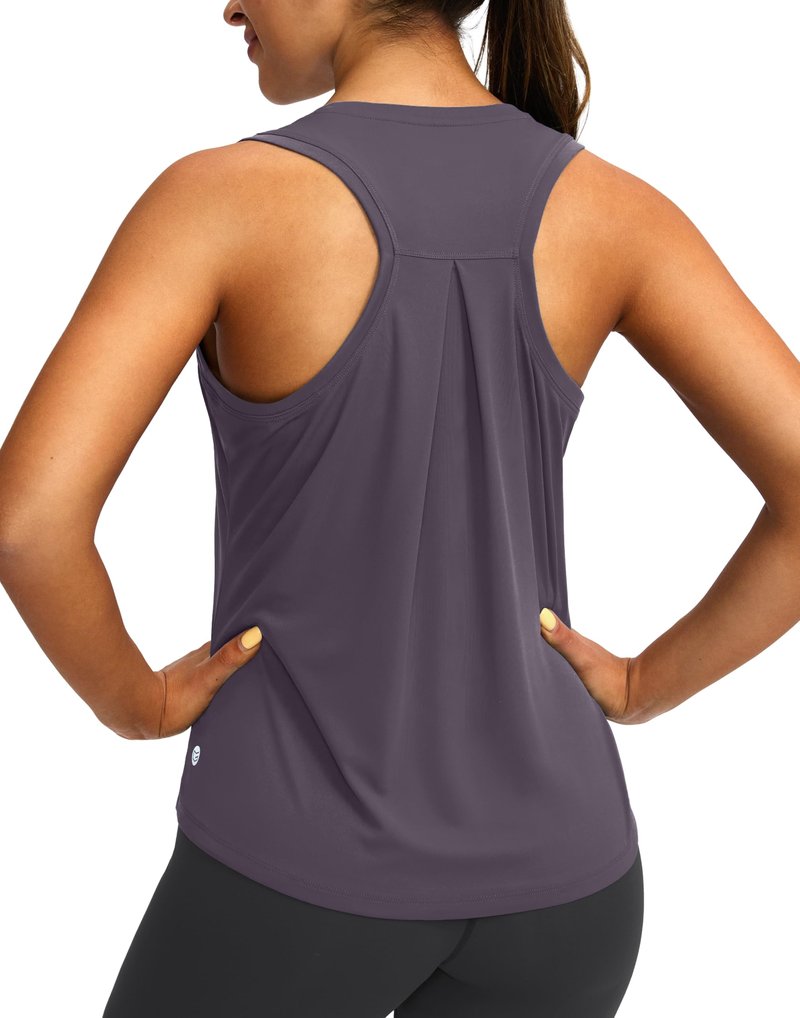 Women's Workout Tops Racerback Athletic Tank Tops Sleeveless Loose Fit Yoga Running Gym Shirts for Women(Purple Grey,XXL)