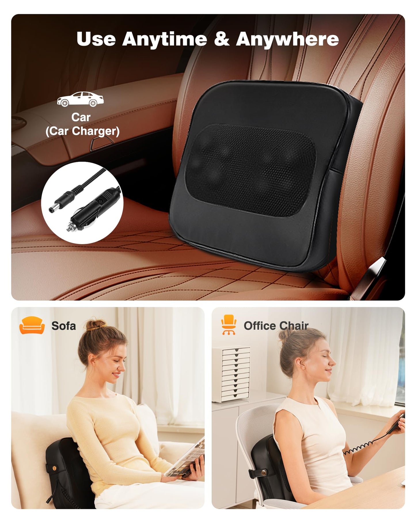 Shiatsu Neck Massager with Heat, 3D Kneading Back Massage Pillow for Pain Relief, Massagers for Neck and Back, Shoulder, Leg, Gifts for Men Women Mom Dad, Stress Relax at Home Office and Car