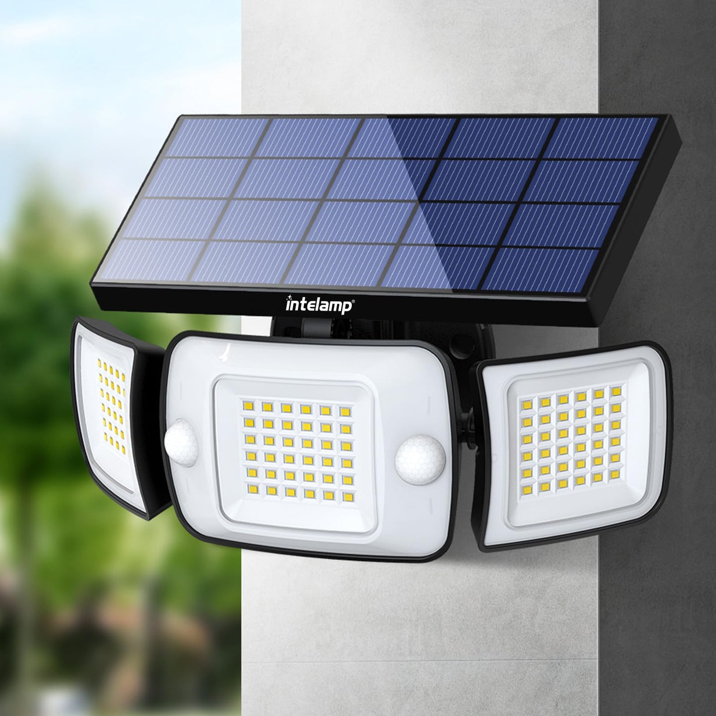 intelamp Solar Security Light Outdoor Motion Sensor 6000mAh Battery 270° 3 Modes Wall Lights Solar Flood Lights with Sensor Lights Garden for Gifts Front Door Garden Fence