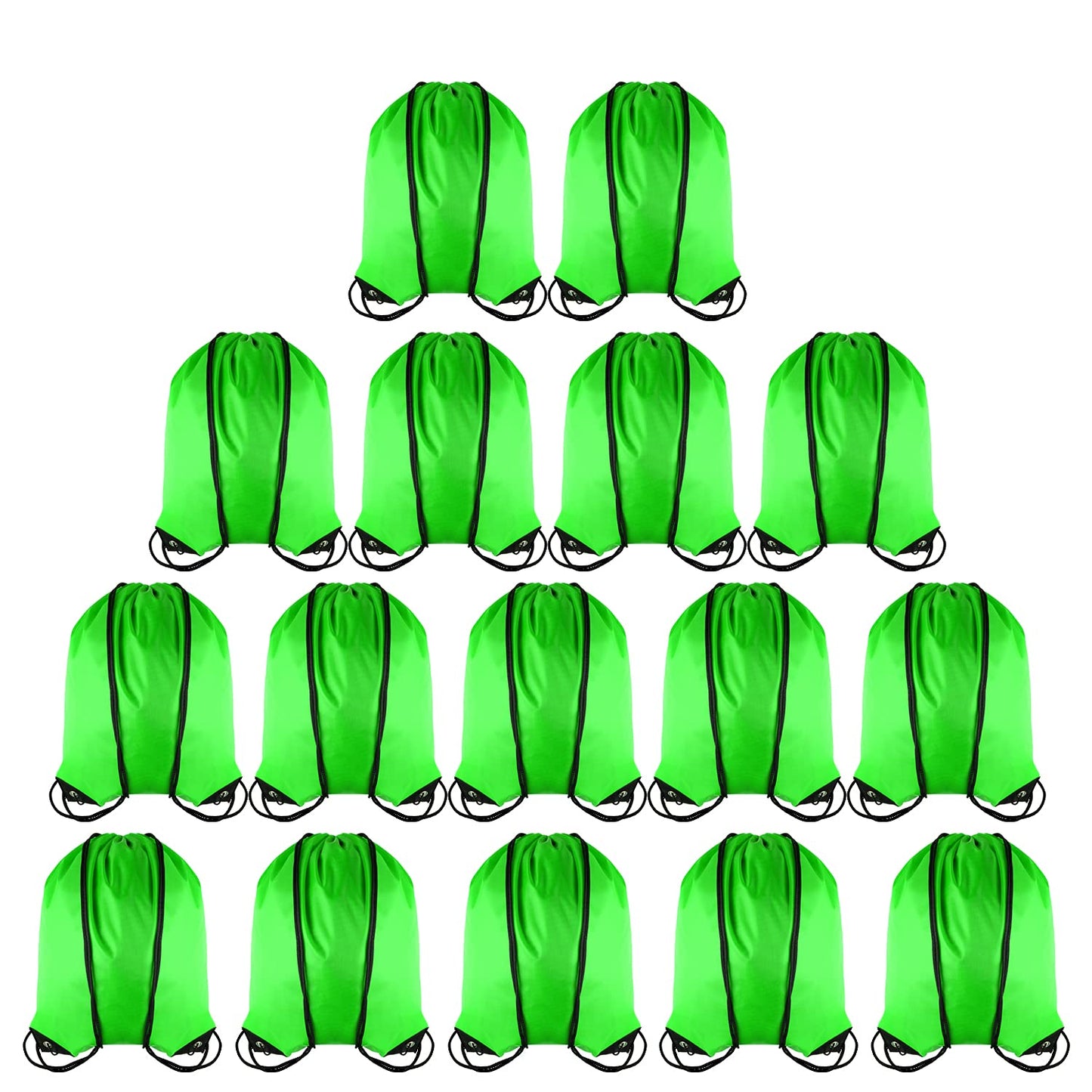 GoodtoU Drawstring Backpack Bags String Sack - Drawstring Gym Bag Cinch Backpacks in Bulk Green 16 Pcs