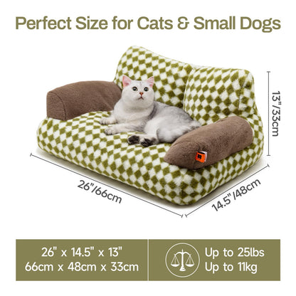 MEWOOFUN Cat Bed for Indoor Cats, Washable Dog Beds for Small Medium Dogs & Cats, Fluffy Cat Couch with Non-Slip Bottom (Green, 26.0" L X 19.0" W X 13.0" Th)