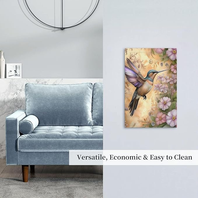 Decorative Art Light Switch Covers Blossom & Hummingbird 1 Gang No Device Blank Switchplate Electrical Faceplate for Home Decor
