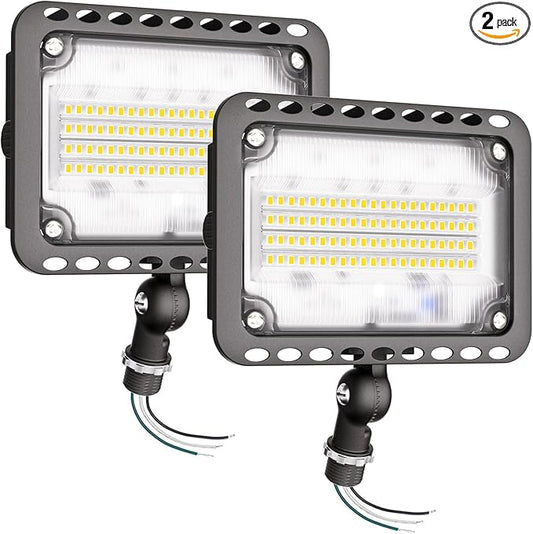 CINOTON 65W LED Flood Lights Outdoor, IP65 Waterproof Exterior Security Wall Lights with 180°Knuckle, 9100LM 120V Outside Aluminum Lighting Fixture for Patio Porch Barn Garden 5000K 2 Pack, UL Listed