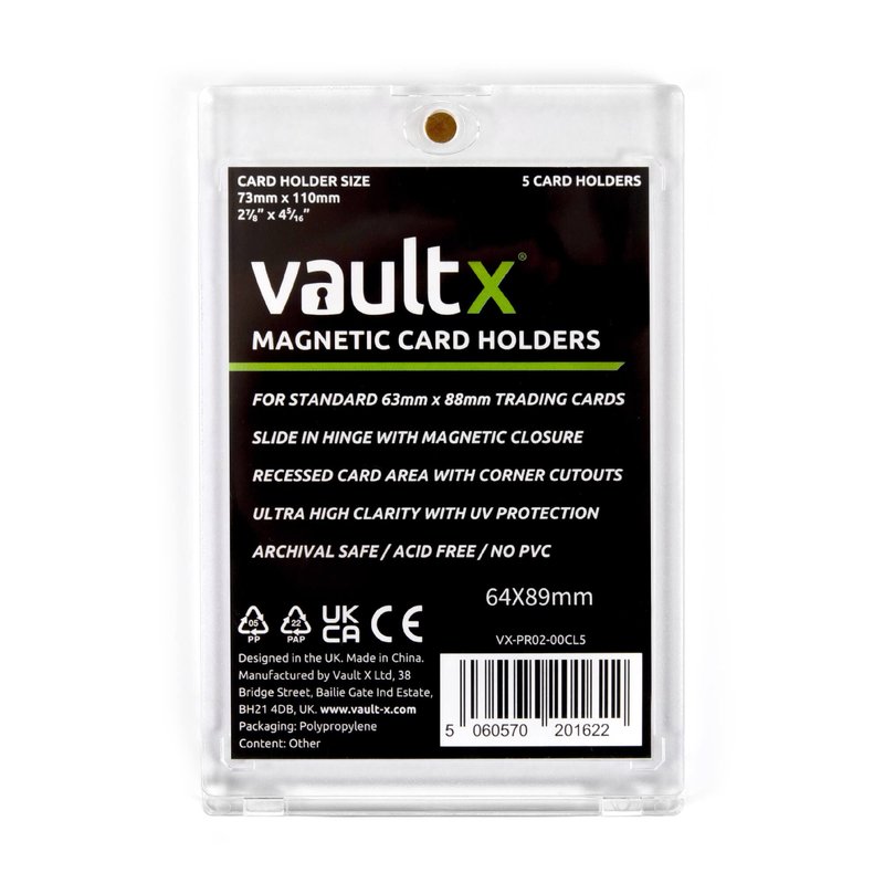 Vault X Magnetic Card Holder 35pt (5 Pack), Clear One Touch Hard Cases, UV Protection, for Trading Cards
