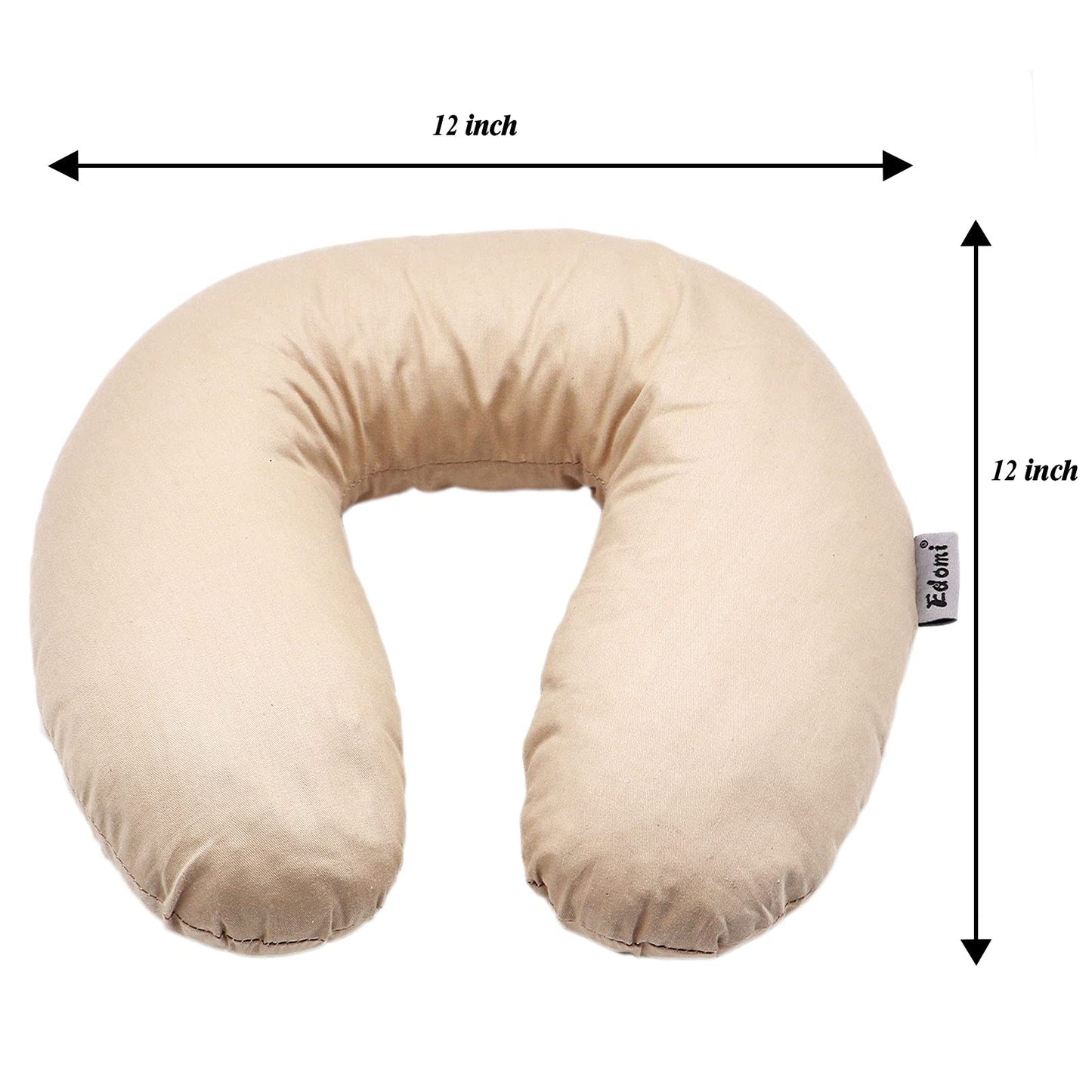 Buckwheat U-Shaped Neck Pillow Adjustable Buckwheat Hull Pillow with Pillowcase, Neck Support and Shoulder Relax Cervical Pillow (12x12 inch, Grey)