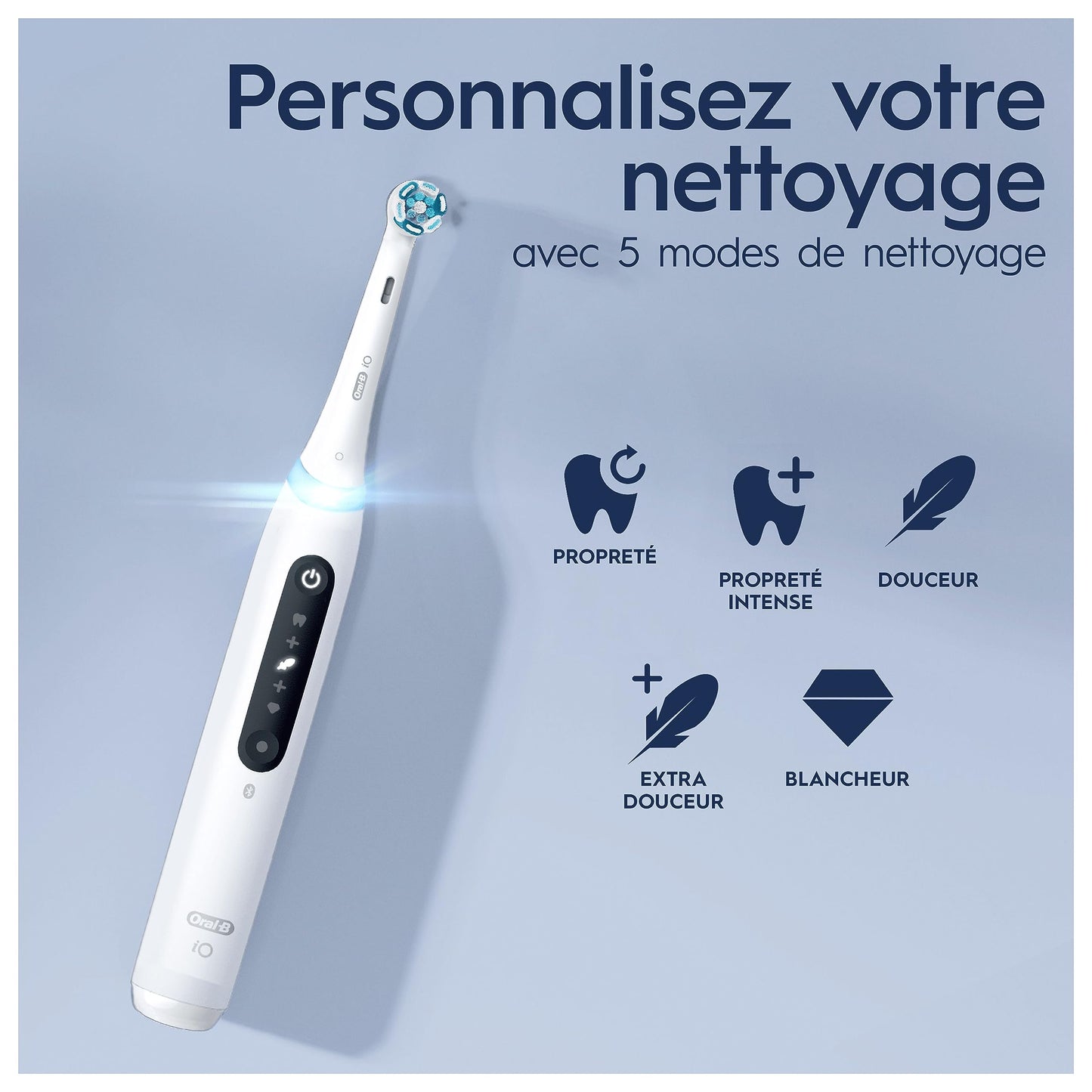Oral-B iO 5N Electric Toothbrush, Pressure Sensor to Protect Gums and Sensitive Teeth, with Accessories, 1 Soft Brush, 1 Charger, 1 Travel Case, White
