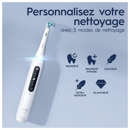 Oral-B iO 5N Electric Toothbrush, Pressure Sensor to Protect Gums and Sensitive Teeth, with Accessories, 1 Soft Brush, 1 Charger, 1 Travel Case, White