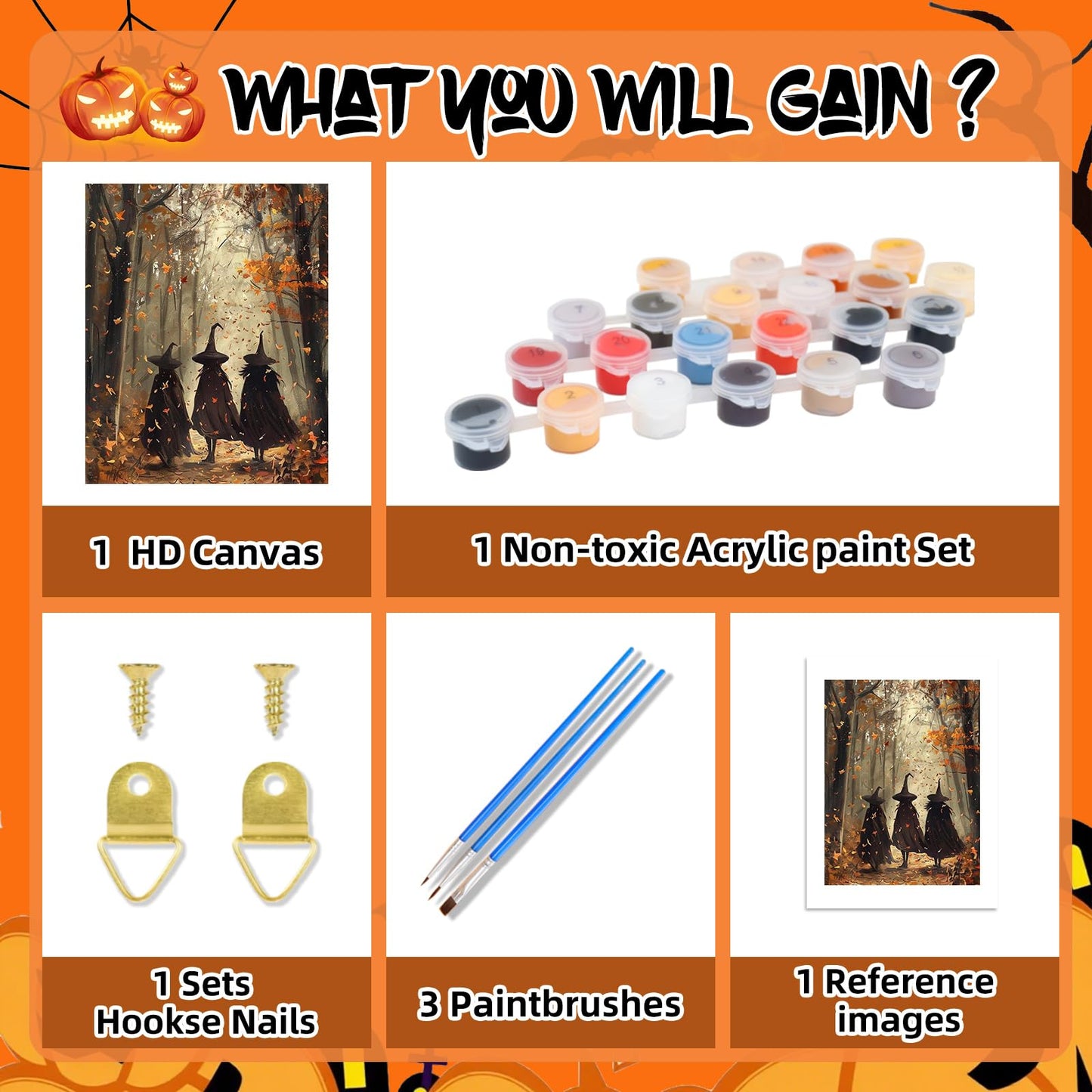 Reivworl Halloween Paint by Numbers Kit for Adults, Witch Paint by Numbers, Adult Paint by Number Kits for Gifts and Home Wall Decor 16x20 Inch