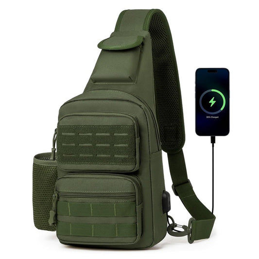 HUNTVP Tactical Sling Bag Crossbody Bag for Men Women EDC Shoulder Bags Molle Sling Backpack Chest Pack for Hiking Hunting Travelling Camping (Type3-Army Green)