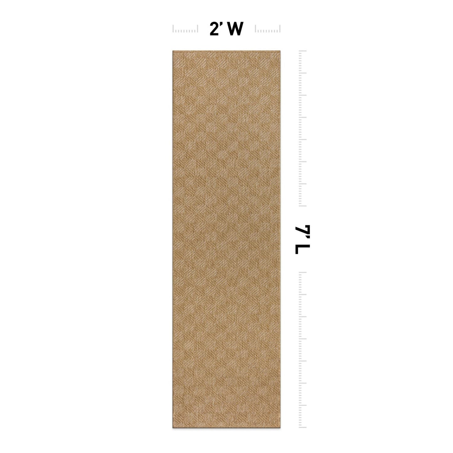 Rugshop Natural Easy Jute Reversible Indoor Outdoor Runner Rug – Cube Geometric Pattern, Weather-Resistant Low-Pile Flatweave Carpet for Patio, Deck, Porch & Entryway 2' x 7' Natural