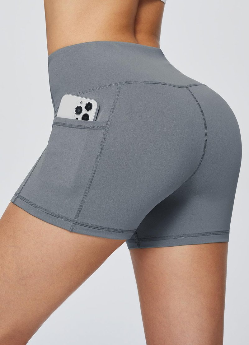 baleaf Gym Workout Shorts Women 3" Biker Yoga Spandex Running Volleyball Tummy Control Compression Short with Pockets Grey XL