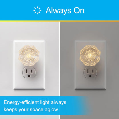 GE SleepLite Jewel LED Night Light, Plug-in, Always on, Amber, UL-Certified, Energy Efficient, Ideal Nightlight for Bedroom, Bathroom, Nursery, Hallway, Kitchen, 11286, 2 Pack