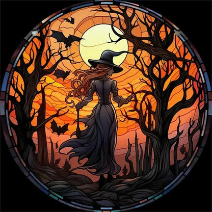 Gothic Mystery Witch Cameo Earrings,Vintage Crystal Glass Witch Dangle Earring Punk Style Mystery Earrings Goth Victorian Earring Halloween Jewelry for Women (Black)