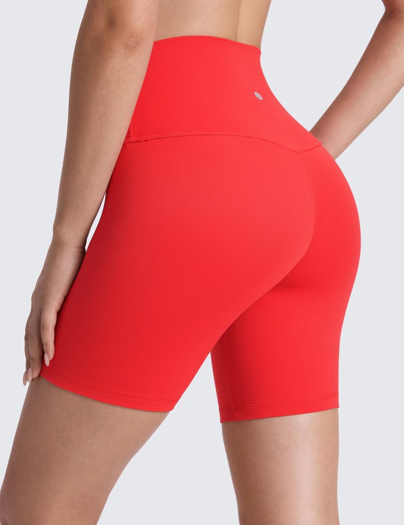CRZ YOGA ButterLuxe Biker Shorts 6" - High Waisted Workout Running Volleyball Spandex Yoga Womens Deep Red Large
