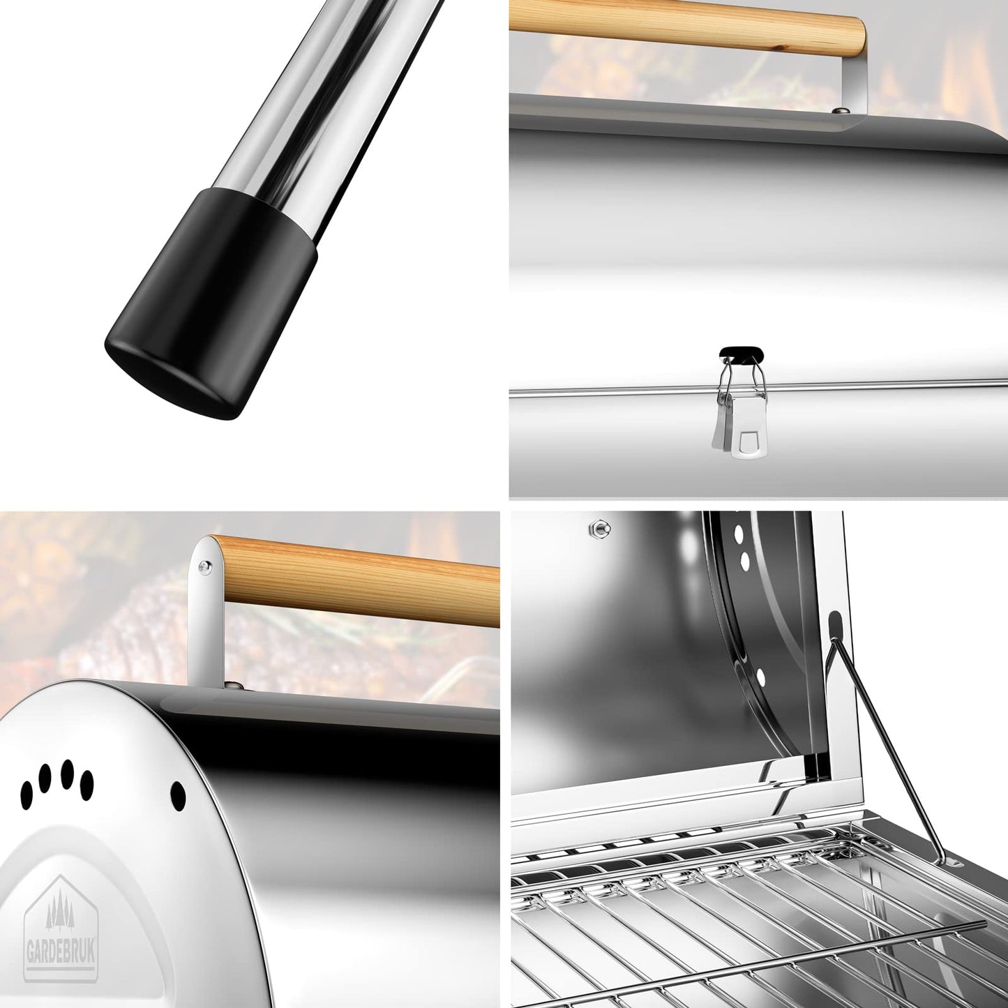 Gardebruk Portable Folding Stainless Steel Double Grill Surface Charcoal Grill for Travel, Camping, Picnics